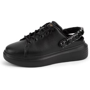 LUCKY STEP Women's Rhinestone Mule Shoes Adjustable Casual Slip On Sneakers Closed Toe Breathable Clogs