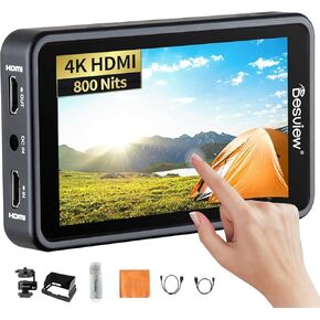 Desview R6II Camera Monitor 5.5 Inch 4K 60Hz Ultra-Bright 2800 Nits HDMI Touch Screen HDR Monitoring 60 Fps Film-Grade Color LUTS Support NP-F,E6 Dual Power, DC Output, Cooling System (R6II 5.5 Inch)