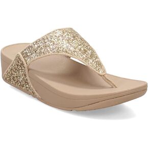 FitFlop Women's Lulu Glitter Toe-Post Black Glitter Sandals