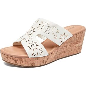 Luoika Women's Wide Width Wedge Slides Sandals, Slip on Plateform Wedge Pump Heel Casual Summer Sandals for Women.
