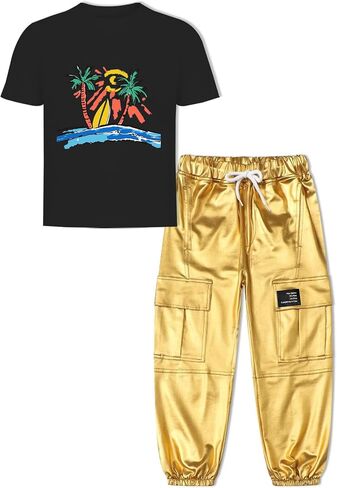 SANGTREE Boys' Athletic T-Shirt and Cargo Pants Outfit Set, 4-14 Years in Saudi Arabia