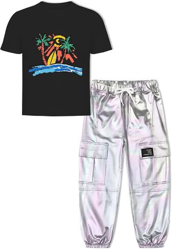 SANGTREE Boys' Athletic T-Shirt and Cargo Pants Outfit Set, 4-14 Years in Saudi Arabia