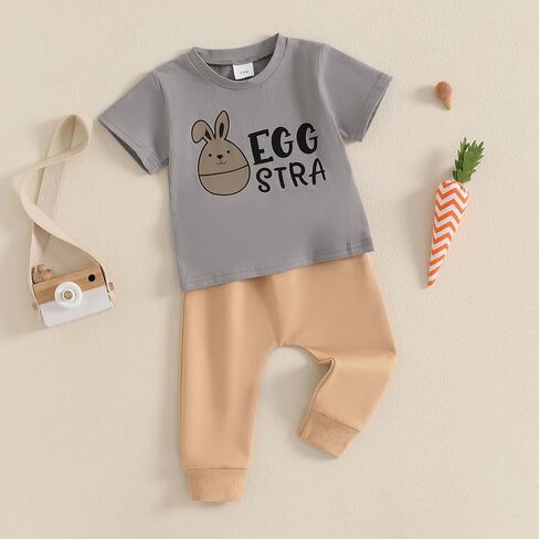 SPRINGCMY Baby Boys Outfit Summer Bunny Print T-shirt the shirt serp و seft jogger pants 2pcs set in Kuwait