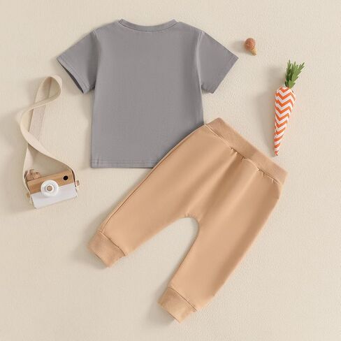 SPRINGCMY Baby Boys Outfit Summer Bunny Print T-shirt the shirt serp و seft jogger pants 2pcs set in Kuwait