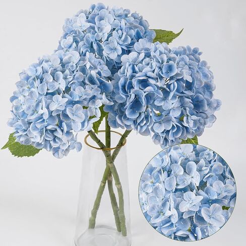 4 Pcs Hydrangea Artificial Flowers, Latex Real Touch Hydrangeas Lifelike Fake Hydrangea Flowers for Home Party Arrangements Wedding Bouquets Table Centerpieces Decor (2Dark Green&2Light Green) in Kuwait