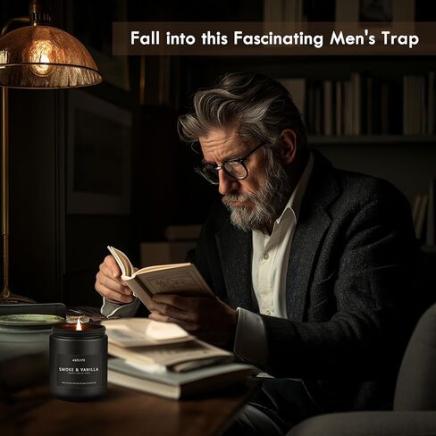 عبوة من 2 شمعة من خشب الساج والماهوجني | شموع للرجال، هدايا شموع للرجال - شمعة رجالية - شمعة صويا للمنزل معطرة - شموع سوداء بوزن 7 أوقية شموع طويلة الأمد in Kuwait