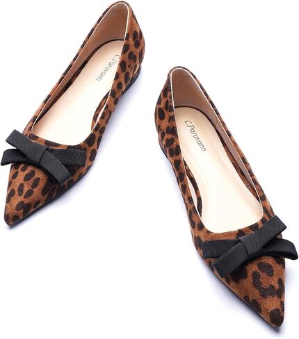C.Paravano Women's Suede Bow Knot Ballet Flats Pointed Toe Slip-On Comfort Shoes for Casual & Formal Wear in Saudi Arabia