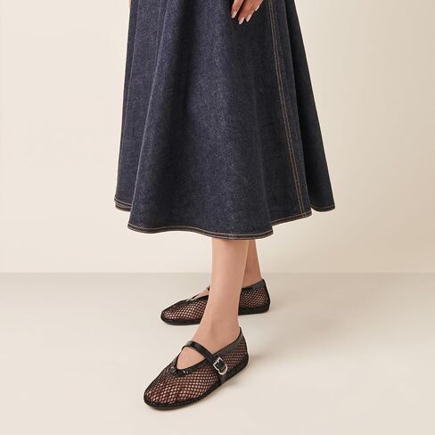 Mesh Ballet Flats for Women Buckle Strap Comfortable Mary Jane Shoes Ladies Wide Width Casual Dress Ballerina Flats in Kuwait