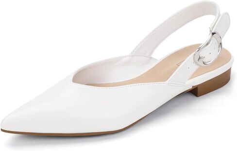 IDIFU Women's Flats Pointed Toe Slingback Dress Shoes for Women Comfortable Dressy Fashion Trendy Flat Shoes Work Bridal Wedding Office Cute Buckle Dress Flats in Saudi Arabia
