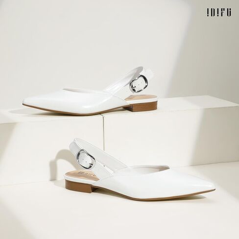 IDIFU Women's Flats Pointed Toe Slingback Dress Shoes for Women Comfortable Dressy Fashion Trendy Flat Shoes Work Bridal Wedding Office Cute Buckle Dress Flats in Saudi Arabia