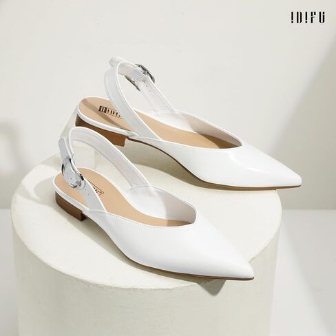 IDIFU Women's Flats Pointed Toe Slingback Dress Shoes for Women Comfortable Dressy Fashion Trendy Flat Shoes Work Bridal Wedding Office Cute Buckle Dress Flats in Saudi Arabia