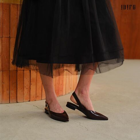 IDIFU Women's Flats Pointed Toe Slingback Dress Shoes for Women Comfortable Dressy Fashion Trendy Flat Shoes Work Bridal Wedding Office Cute Buckle Dress Flats in Saudi Arabia
