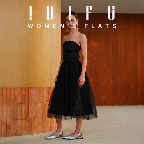 Idifu Flats Women's Flats مدببة إصبع القدم أحذية اللباس للنساء مريحات أزياء الأزياء العصرية أحذية مسطحة عمل مكتب زفاف الزفاف in Kuwait