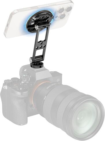 SMALLRIG Magnetic Metal Phone Mount with Cold Shoe Mount, Adjustable Rotatable Phone Tripod Holder Adapter for iPhone, Camera Monitoring, Tripods, Stabilizers - 5156 in Kuwait