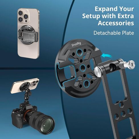 SMALLRIG Magnetic Metal Phone Mount with Cold Shoe Mount, Adjustable Rotatable Phone Tripod Holder Adapter for iPhone, Camera Monitoring, Tripods, Stabilizers - 5156 in Kuwait