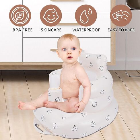 Inflatable Baby Seat Blow up Chair Inflatable Infant Chair for Babies 3-36 Months Learn to Sit up Floor Seat Bliss Built in Air Pump in Saudi Arabia