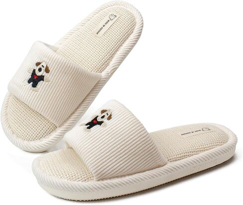 Spring Summer House Slippers for Women's and Men's, Corduroy Fabric Casual Mute Cotton Flax slide, Non-Slip Open Toe Home Shoes, Indoor and Outdoor in Saudi Arabia