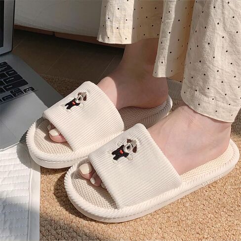 Spring Summer House Slippers for Women's and Men's, Corduroy Fabric Casual Mute Cotton Flax slide, Non-Slip Open Toe Home Shoes, Indoor and Outdoor in Saudi Arabia