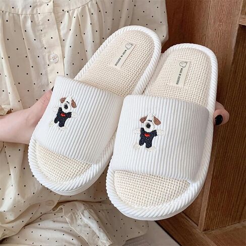 Spring Summer House Slippers for Women's and Men's, Corduroy Fabric Casual Mute Cotton Flax slide, Non-Slip Open Toe Home Shoes, Indoor and Outdoor in Saudi Arabia