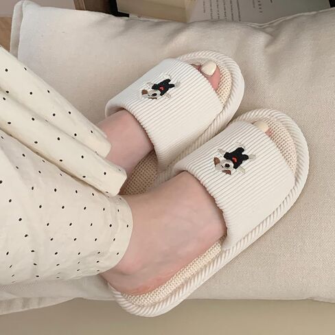 Spring Summer House Slippers for Women's and Men's, Corduroy Fabric Casual Mute Cotton Flax slide, Non-Slip Open Toe Home Shoes, Indoor and Outdoor in Saudi Arabia