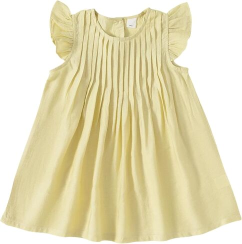 Baby Girls Flutter Sleeve Button Back Dress for Girl Summer Beach Sundress in Saudi Arabia