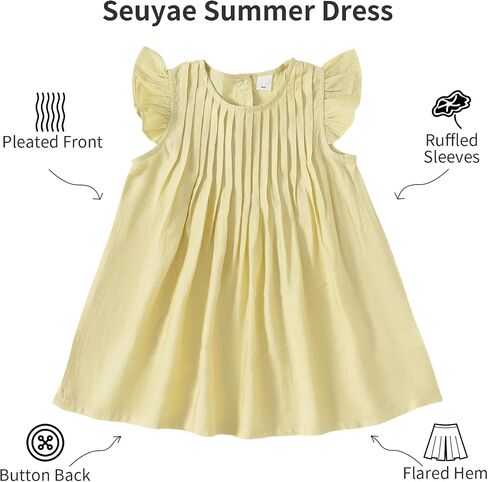 Baby Girls Flutter Sleeve Button Back Dress for Girl Summer Beach Sundress in Saudi Arabia