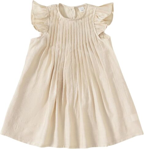 Baby Girls Flutter Sleeve Button Back Dress for Girl Summer Beach Sundress in Saudi Arabia