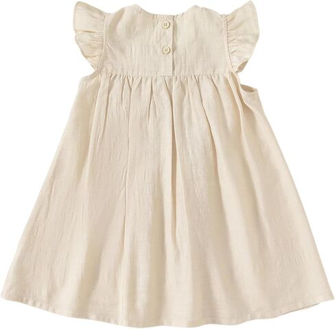 Baby Girls Flutter Sleeve Button Back Dress for Girl Summer Beach Sundress in Saudi Arabia