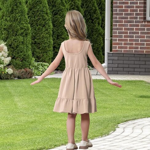 U·nikaka Baby Girls Dresses Sleeveless Ribbed Toddler Princess Dresses Casual Little Girls Everyday Summer Sundress 2-6Y in Kuwait