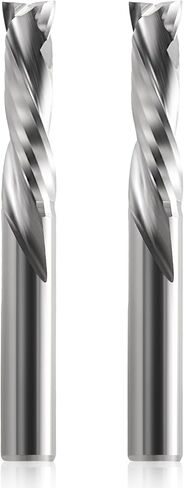 Compression CNC Spiral Router Bits 2PCS, 2 Flutes 0.24'' Shank Up Down Cut Solid Carbide End Mills, 1-1/4'' Cutting Length Milling Cutters CNC Bits for Wood Engraving Carving(6x32mm) in Saudi Arabia
