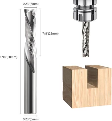 Compression CNC Spiral Router Bits 2PCS, 2 Flutes 0.24'' Shank Up Down Cut Solid Carbide End Mills, 1-1/4'' Cutting Length Milling Cutters CNC Bits for Wood Engraving Carving(6x32mm) in Saudi Arabia