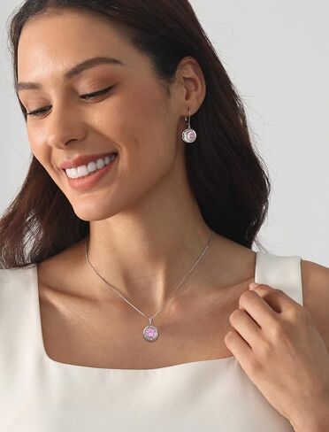 YL Halo Necklace 925 Sterling Silver Solitaire Pendant Round Birthstone Jewelry for Women in Kuwait