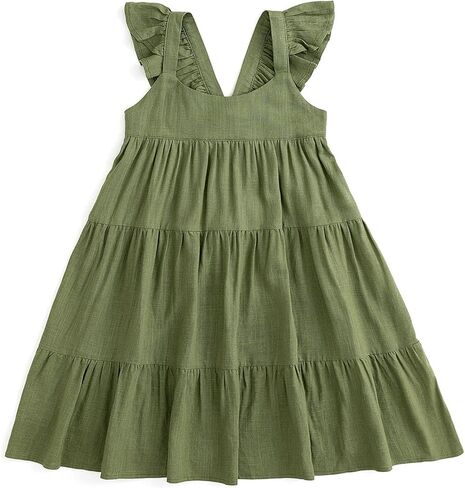 Curipeer Little Girl Cotton Linen Dress with Smocking Casual Dress Sleeveless for Spring Summer 1-8 Years in Kuwait