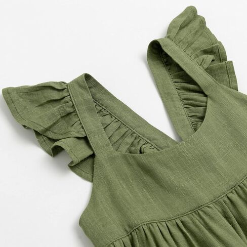 Curipeer Little Girl Cotton Linen Dress with Smocking Casual Dress Sleeveless for Spring Summer 1-8 Years in Kuwait