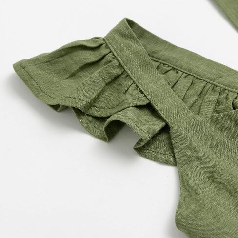 Curipeer Little Girl Cotton Linen Dress with Smocking Casual Dress Sleeveless for Spring Summer 1-8 Years in Kuwait