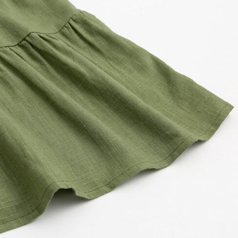 Curipeer Little Girl Cotton Linen Dress with Smocking Casual Dress Sleeveless for Spring Summer 1-8 Years in Kuwait