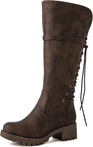GLOBALWIN Women's Lace Up Back Knee High Fashion Boots in Saudi Arabia