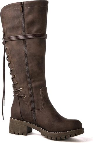 GLOBALWIN Women's Lace Up Back Knee High Fashion Boots in Saudi Arabia