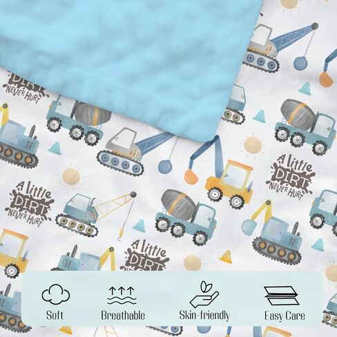 Mink Baby Boy Blanket Blue Yellow Construction ، القليل من القذرة لا تؤذي طبقة مزدوجة منتشرة منتشرة الدعم المتلقي ، وملعب الأطفال المولود الأطفال طفل الحضانة. in Kuwait