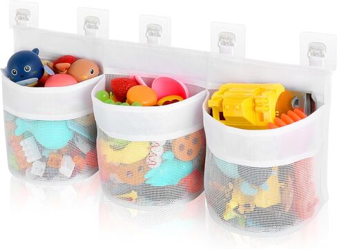 Bath Tub Toy Storage Organizer, Bath Tub Toy Organizer, Bathtub Toys Storage, Baby Bath Toy Organizer for Tub, Kids Toy Net Storage, Shower Basket Accessories Bath Toys Holder for Tub (White) in Kuwait