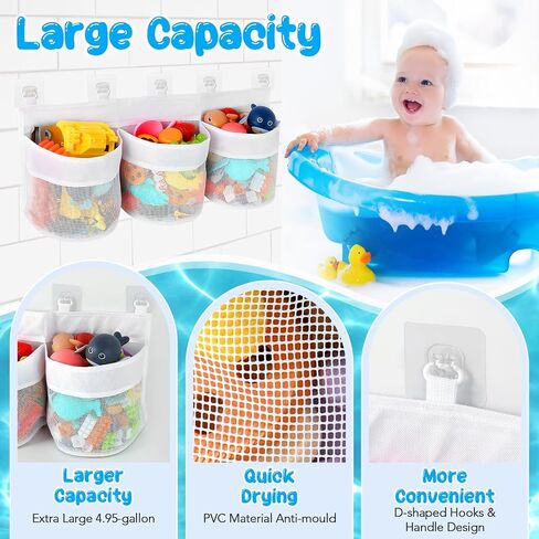 Bath Tub Toy Storage Organizer, Bath Tub Toy Organizer, Bathtub Toys Storage, Baby Bath Toy Organizer for Tub, Kids Toy Net Storage, Shower Basket Accessories Bath Toys Holder for Tub (White) in Kuwait