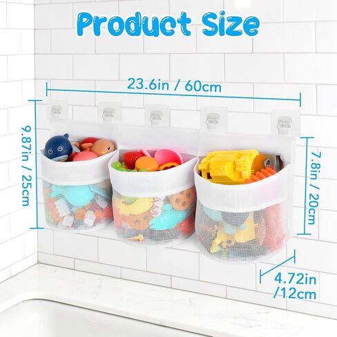Bath Tub Toy Storage Organizer, Bath Tub Toy Organizer, Bathtub Toys Storage, Baby Bath Toy Organizer for Tub, Kids Toy Net Storage, Shower Basket Accessories Bath Toys Holder for Tub (White) in Kuwait
