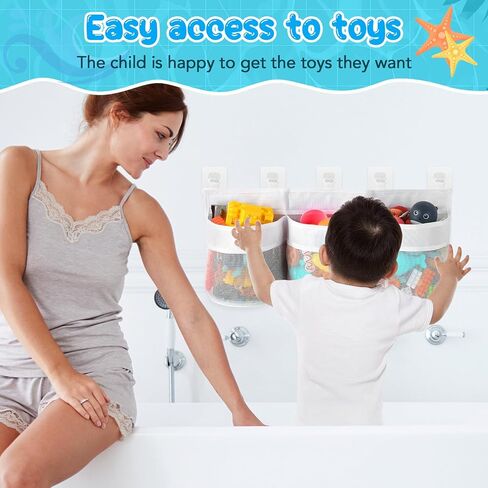 Bath Tub Toy Storage Organizer, Bath Tub Toy Organizer, Bathtub Toys Storage, Baby Bath Toy Organizer for Tub, Kids Toy Net Storage, Shower Basket Accessories Bath Toys Holder for Tub (White) in Kuwait