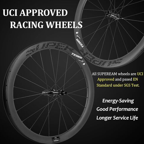 SUPERTEAM Road Bike Disc Brake Wheels 700c Tubeless 50mm Carbon Wheelset Tubeless Ready U Shape in Saudi Arabia