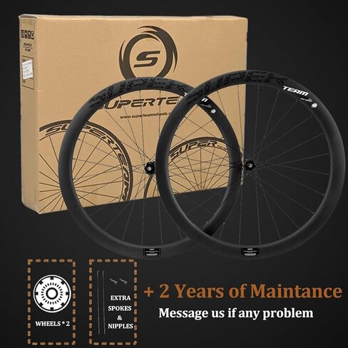 SUPERTEAM Road Bike Disc Brake Wheels 700c Tubeless 50mm Carbon Wheelset Tubeless Ready U Shape in Saudi Arabia