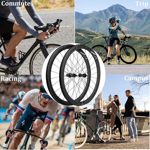 SUPERTEAM Road Bike Disc Brake Wheels 700c Tubeless 50mm Carbon Wheelset Tubeless Ready U Shape in Saudi Arabia