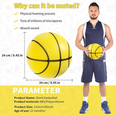 كرة السلة الصامتة ذات القيمة الفائقة 2024، أحدث ترقية لكرة السلة الإسفنجية، كرة السلة الهادئة، الحجم الرسمي 7 29.5 بوصة، التدريب الرياضي الداخلي والخارجي، الترفيه والترفيه، الأسرة، البالغين، الأطفال، الأخضر in Kuwait