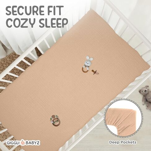 Mini Crib Sheets: Soft and Cuddly Muslin Mini Crib Sheets Fitted for Baby Boy and Girl - Extra Soft Mini Crib Sheet 24"x38" (Pale Taupe, 1-Pack) in Saudi Arabia
