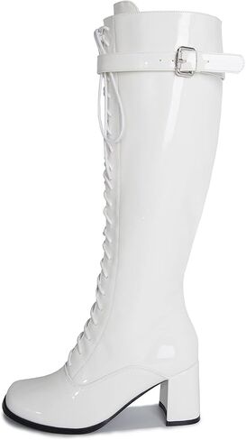 LIURUIJIA Women's Gogo Boots Lace up Knee High Block Heel Side Zipper Riding Boots in Saudi Arabia