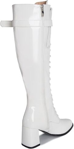 LIURUIJIA Women's Gogo Boots Lace up Knee High Block Heel Side Zipper Riding Boots in Saudi Arabia